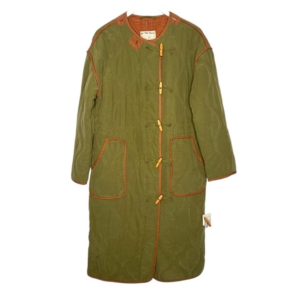 Free People Lush It Duffle Coat Army Green Size XS NEW - Picture 6 of 16
